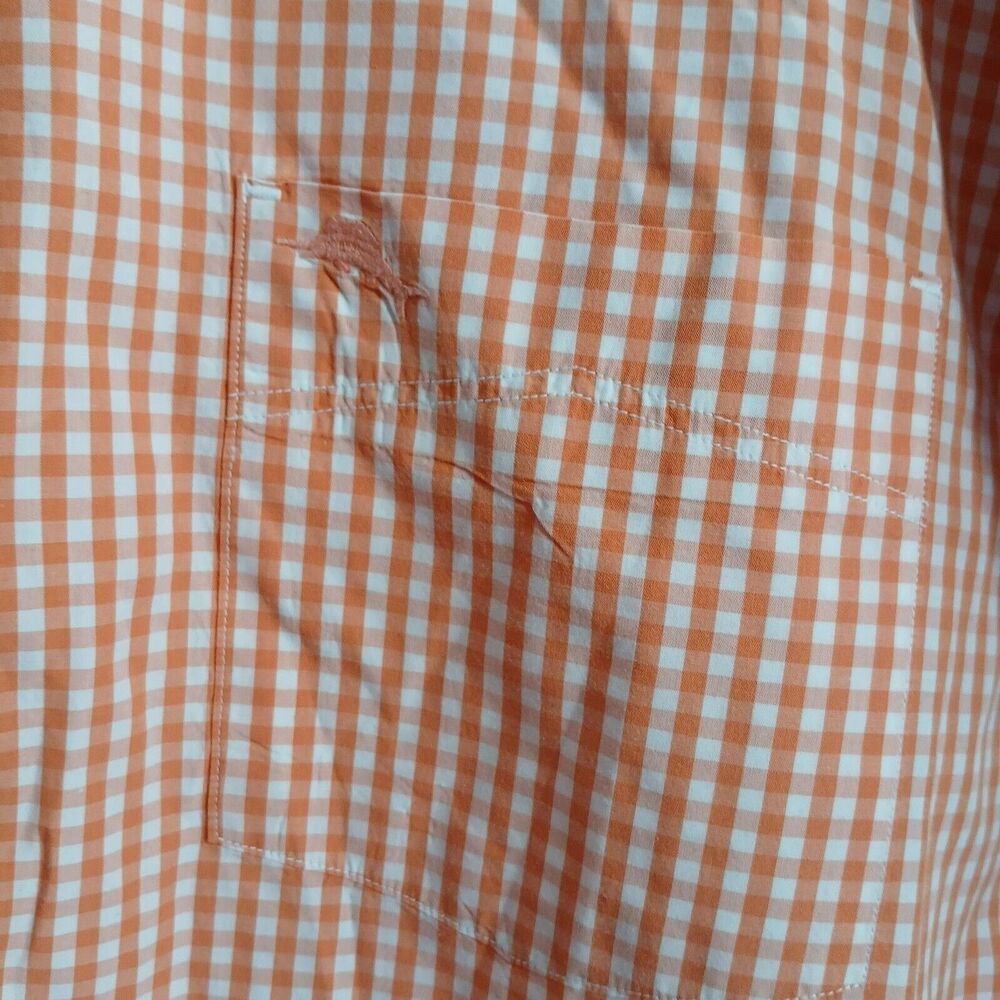 Tommy Bahama Dress Shirt Men L Orange Check Long Sleeve Button Up Pima Cotton - Picture 4 of 15